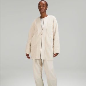 Lululemon- Collarless fleece textured full zip (white opal) size 4